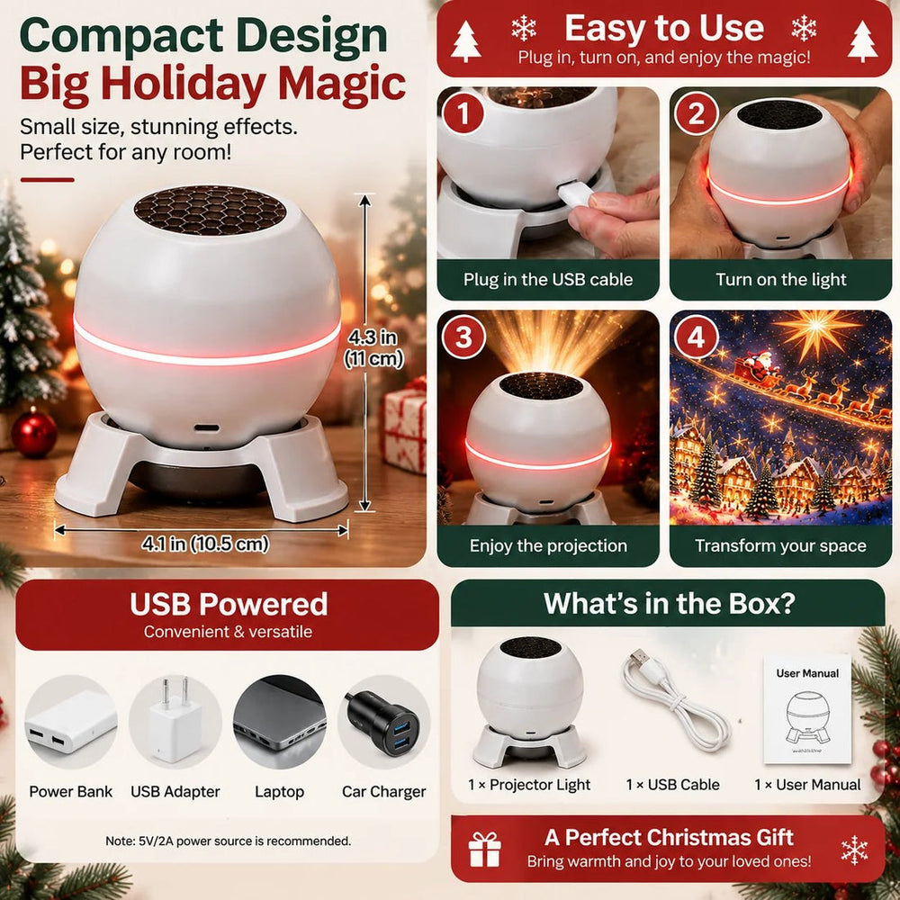 Christmas projector size and package contents