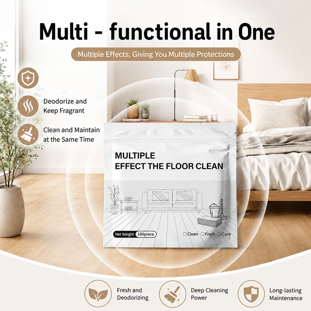 100 Pack Dissolvable Floor Cleaner Sheets, Multi-Effect Deep Clean, Safe for Sealed Hardwood & Tile