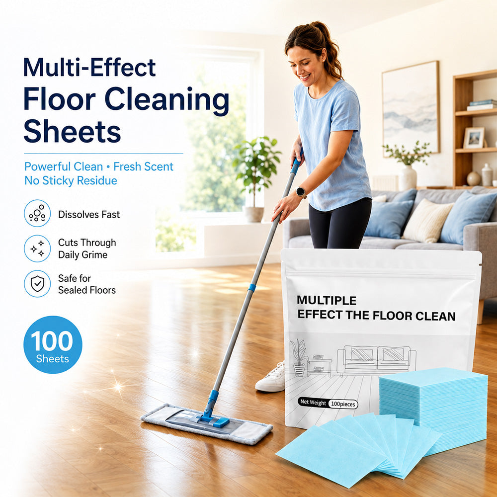 100 Pack Dissolvable Floor Cleaner Sheets, Multi-Effect Deep Clean, Safe for Sealed Hardwood & Tile