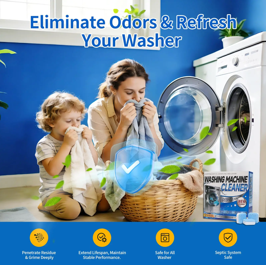 Washing Machine Cleaner Tablets (12 Packs) – 2X Power Deep Cleaning Formula