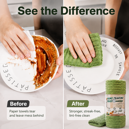 🧽 20-Pack Tear-Off Reusable Cleaning Cloths – Super Absorbent, Lint-Free & Streak-Free for Kitchen, Glass, Car & More ✨