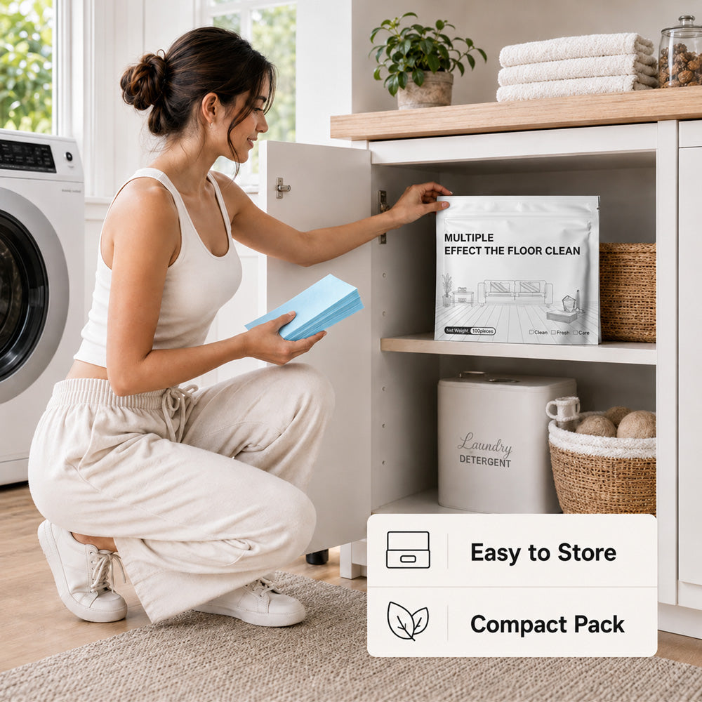 100 Pack Dissolvable Floor Cleaner Sheets, Multi-Effect Deep Clean, Safe for Sealed Hardwood & Tile