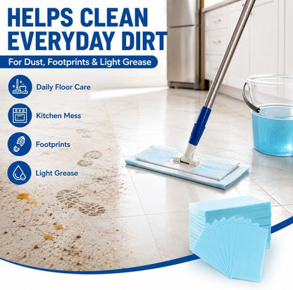 100 Pack Dissolvable Floor Cleaner Sheets, Multi-Effect Deep Clean, Safe for Sealed Hardwood & Tile