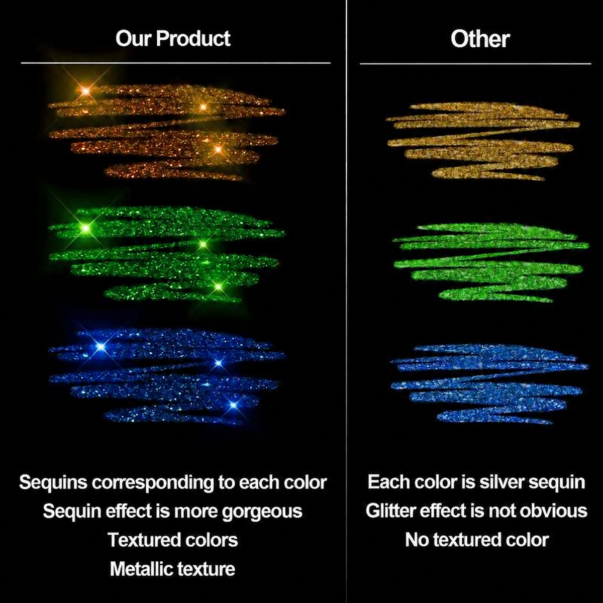 Glitter gel pen colors comparison