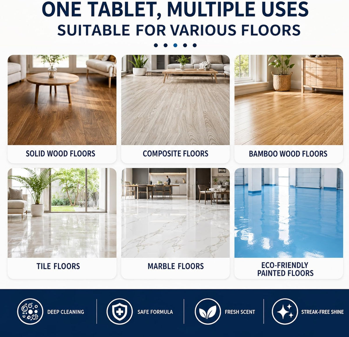 100 Pack Dissolvable Floor Cleaner Sheets, Multi-Effect Deep Clean, Safe for Sealed Hardwood & Tile