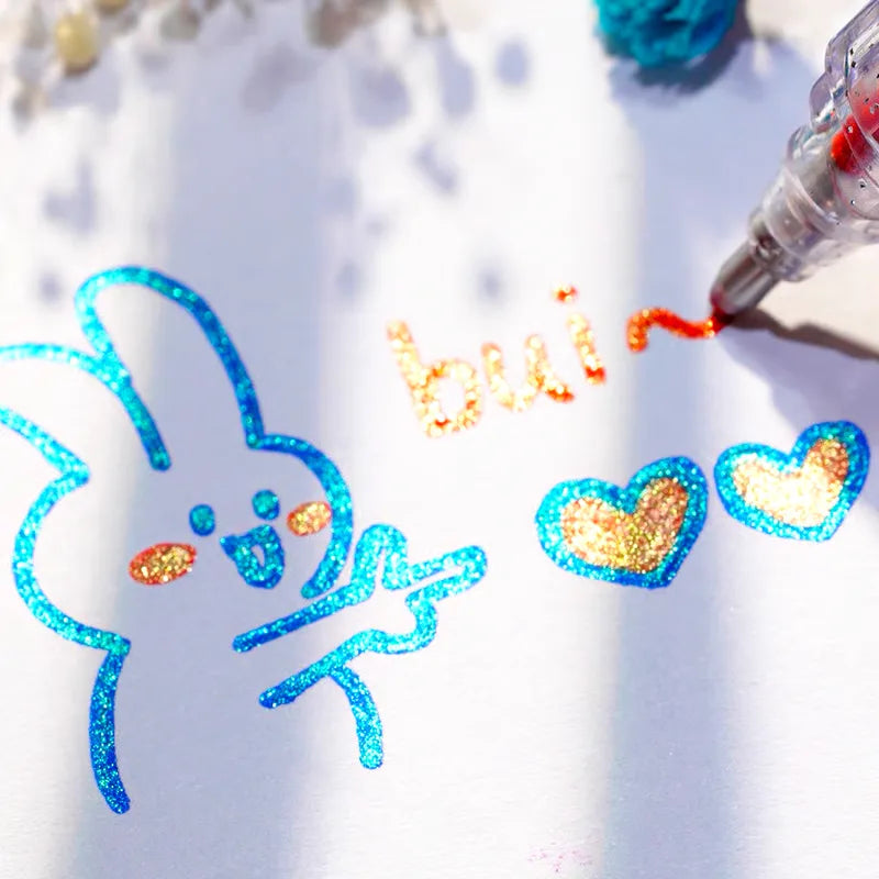 Colorful glitter gel pen artwork