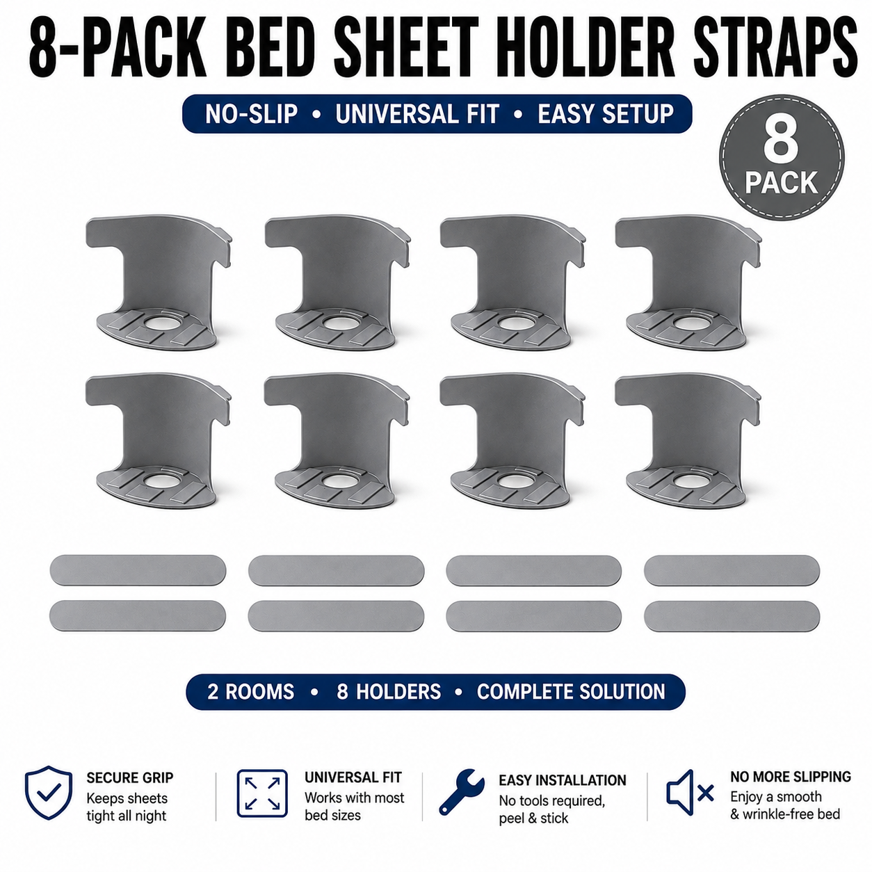 Buy Gray-8PCS（2 rooms）